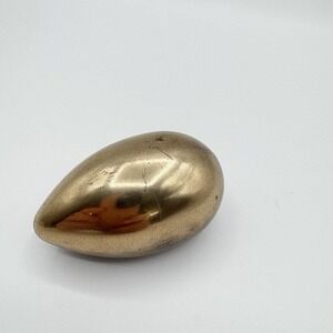 Vtg MCM Brass Egg Shiny Gold Paperweight Taiwan Heavy 1.3 lb 3" Patina